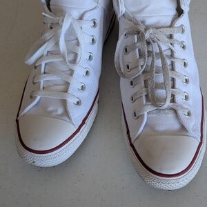 Converse White Athletic Shoes with Red Trim